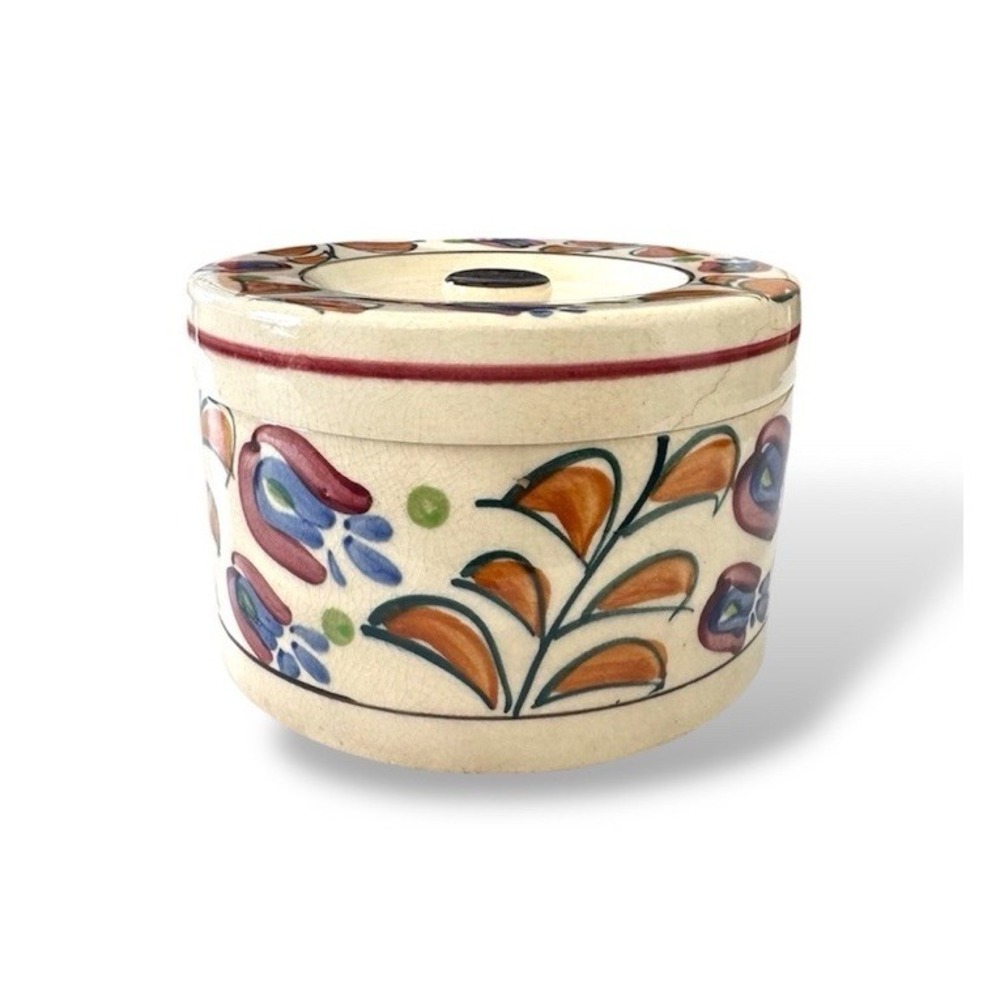 Vintage Trinket Box Porcelain Floral Hand Painted Made In Japan Lid Treasure Box
